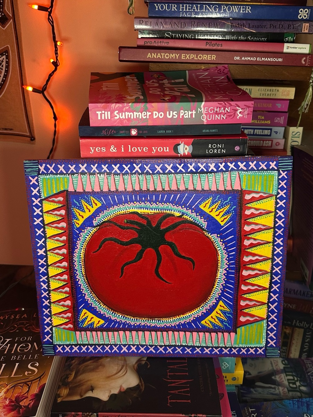 Handmade Red Tomato Pop Art Wall Decor Acrylic on Wood